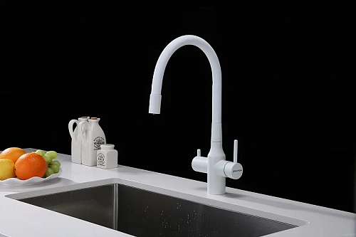 Смеситель для кухни Paulmark SALIX белый матовый Sa213419-WH Смеситель для кухни Paulmark SALIX белый матовый Sa213419-WH