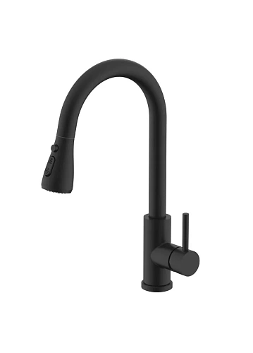 Смеситель для кухни Splenka S203.49.06 с выдвижным изливом, черный Смеситель для кухни Splenka S203.49.06 с выдвижным изливом, черный