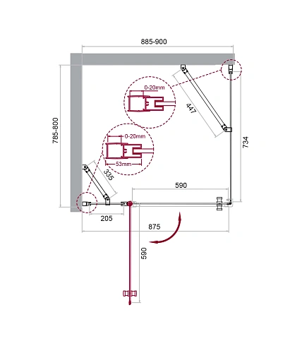 Душевой уголок BelBagno ETNA-AH-12-90/80-C-Cr 90x80 см, профиль хром, стекло прозрачное Душевой уголок BelBagno ETNA-AH-12-90/80-C-Cr 90x80 см, профиль хром, стекло прозрачное