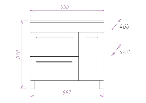 Тумба под раковину Onika ОЛИМП 90.13-2 109015 Тумба под раковину Onika ОЛИМП 90.13-2 109015
