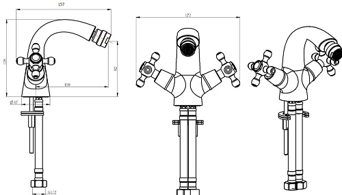 Смеситель для биде Boheme Royal Cristal 276-Royal/CRST Смеситель для биде Boheme Royal Cristal 276-Royal/CRST