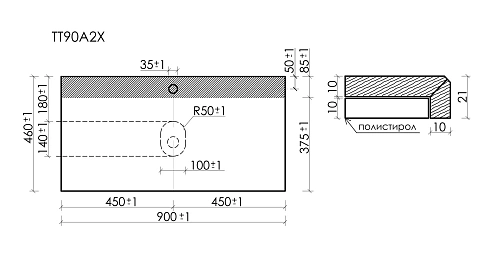 Столешница SANCOS 900х460 kreman TT90A2X Столешница SANCOS 900х460 kreman TT90A2X