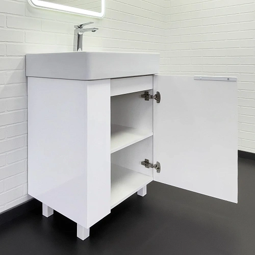 Тумба с раковиной Comforty Асти 60Н 00-00019247 напольная белый глянец раковина CF3WL032 Тумба с раковиной Comforty Асти 60Н 00-00019247 напольная белый глянец раковина CF3WL032