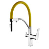 Картинка анонса товара «смеситель для кухни lemark comfort lm3074c-yellow с гибким изливом, с подключением к фильтру, хром/желтый»