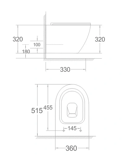 Унитаз подвесной Agger AT03100 безободковый, сиденье с микролифтом Унитаз подвесной Agger AT03100 безободковый, сиденье с микролифтом