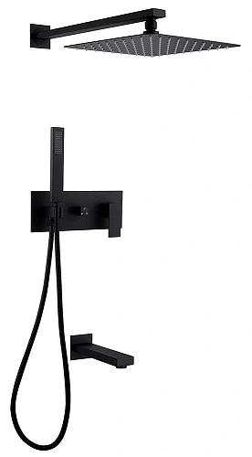 Душевая система ABBER Daheim AF8217B скрытого монтажа с изливом, черная матовая Душевая система ABBER Daheim AF8217B скрытого монтажа с изливом, черная матовая