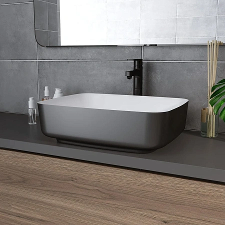 Раковина GROSSMAN Color GR-4043BW (505x390x140) черная белая внутри Раковина GROSSMAN Color GR-4043BW (505x390x140) черная белая внутри