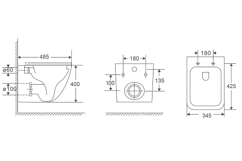 Комплект унитаза ABBER Rechteck AC1220TC белый, с закрытым дном с инсталляцией AC0105 и кнопкой AC0121NG никель Комплект унитаза ABBER Rechteck AC1220TC белый, с закрытым дном с инсталляцией AC0105 и кнопкой AC0121NG никель
