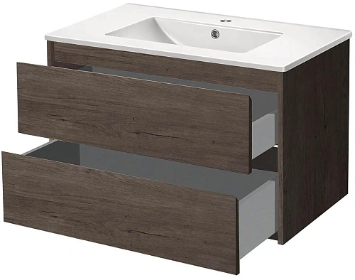 Тумба под раковину Vincea Gio 800 подвесная, 2 выкатных ящика soft-close, R.Oak VMC-2G800RO Тумба под раковину Vincea Gio 800 подвесная, 2 выкатных ящика soft-close, R.Oak VMC-2G800RO