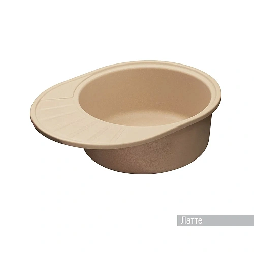 Кухонная мойка Aquaton Чезана 1A711232CS260 из литого мрамора, круглая, с крылом латте Кухонная мойка Aquaton Чезана 1A711232CS260 из литого мрамора, круглая, с крылом латте