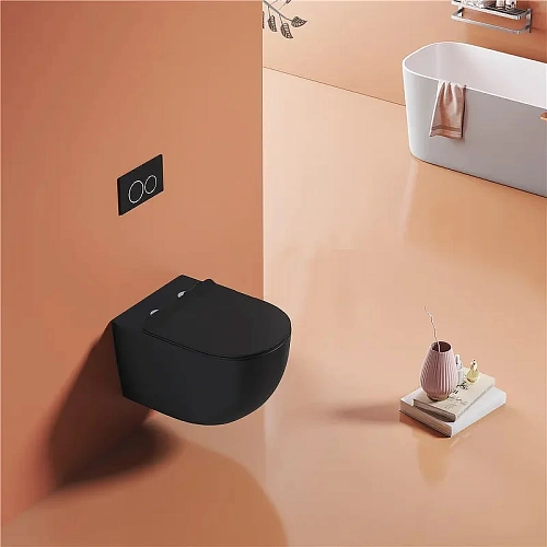 Унитаз подвесной Ceruttispa OGLIO Aria MB CT9239 безободковый черный матовый, сиденье микролифт Унитаз подвесной Ceruttispa OGLIO Aria MB CT9239 безободковый черный матовый, сиденье микролифт