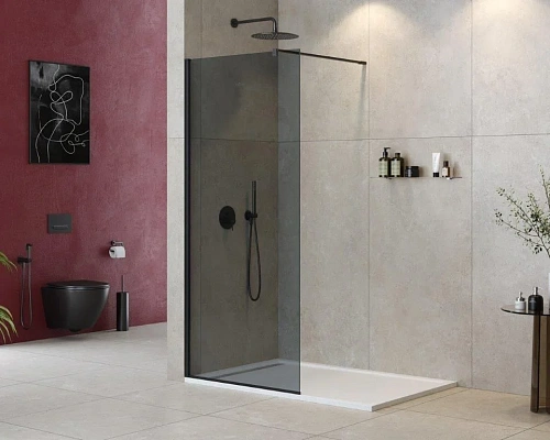 Душевая перегородка CEZARES LIBERTA-L-1-90-120-GR-NERO 90см стекло тонированное (графит), профиль черный Душевая перегородка CEZARES LIBERTA-L-1-90-120-GR-NERO 90см стекло тонированное (графит), профиль черный