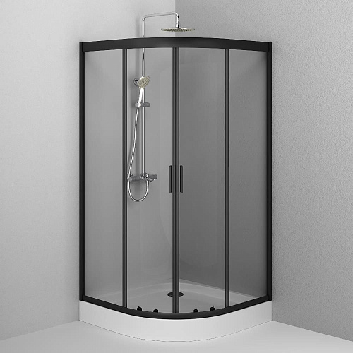 Душевой уголок AM.PM Gem W90G-401-100BT четверть круга 100x100 стекло прозрачное, профиль черный матовый Душевой уголок AM.PM Gem W90G-401-100BT четверть круга 100x100 стекло прозрачное, профиль черный матовый