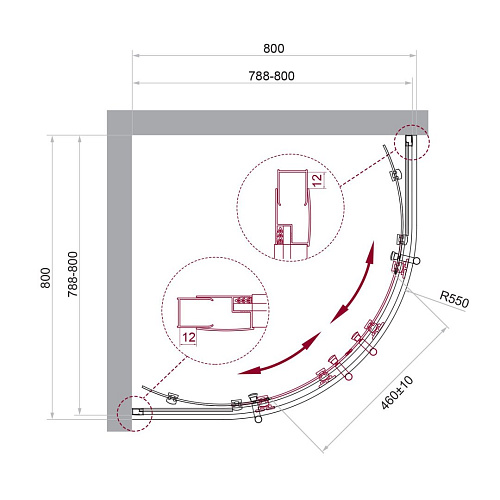Душевой уголок BelBagno UNO-195-R-2-80-C-Cr 800x800 мм Душевой уголок BelBagno UNO-195-R-2-80-C-Cr 800x800 мм