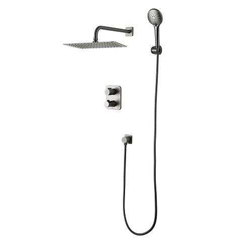 Душевая система Lemark Bronx LM3749GM термостатическая, встраиваемая, графит Душевая система Lemark Bronx LM3749GM термостатическая, встраиваемая, графит