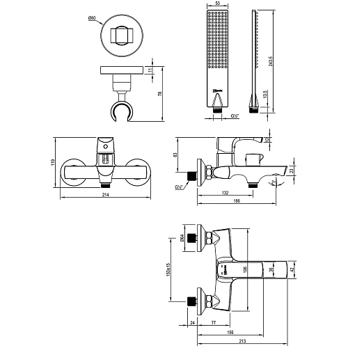 Смеситель для ванны Lemark Ursus LM7214BL, черный Смеситель для ванны Lemark Ursus LM7214BL, черный
