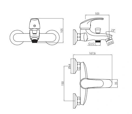 Смеситель для ванны RedBlu by Damixa Palace One 411000000 Смеситель для ванны RedBlu by Damixa Palace One 411000000
