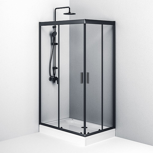 Душевой уголок AM.PM Gem W90G-404-120280-BT Twin Slide 120x80, профиль черный матовый, стекло прозрачное Душевой уголок AM.PM Gem W90G-404-120280-BT Twin Slide 120x80, профиль черный матовый, стекло прозрачное