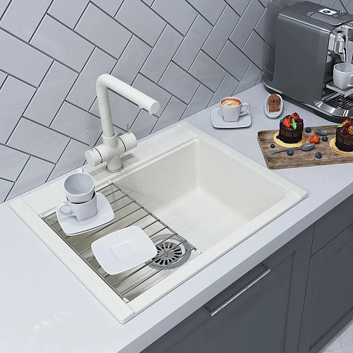 Кухонная мойка Aquaton Делия 60 1A715232LD240 из литого мрамора, прямоугольная, жемчуг Кухонная мойка Aquaton Делия 60 1A715232LD240 из литого мрамора, прямоугольная, жемчуг