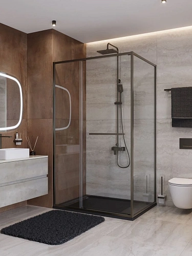 Душевой уголок CEZARES LUX-AH-FS-11-110/80-C-GM 110x80 см, профиль оружейная сталь, стекло прозрачное Душевой уголок CEZARES LUX-AH-FS-11-110/80-C-GM 110x80 см, профиль оружейная сталь, стекло прозрачное