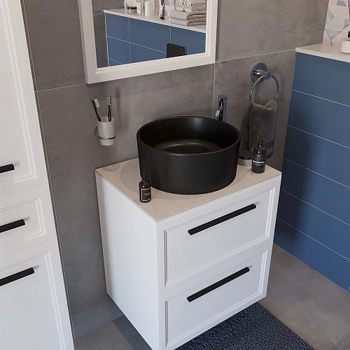 Тумба с раковиной STWORKI Эстерсунд 60 белая матовая, простоун беж, с раковиной на выбор 548185 Тумба с раковиной STWORKI Эстерсунд 60 белая матовая, простоун беж, с раковиной на выбор 548185