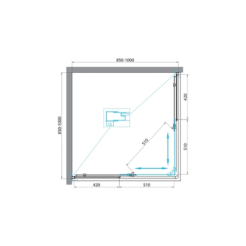 Душевой уголок BelBagno UNIQUE-A-2-85/100-C-Cr 1000x1000 мм Душевой уголок BelBagno UNIQUE-A-2-85/100-C-Cr 1000x1000 мм
