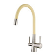 Детальная картинка товара «смеситель для кухни lemark comfort lm3075bn-beige с гибким изливом, с подключением к фильтру, никель/бежевый»