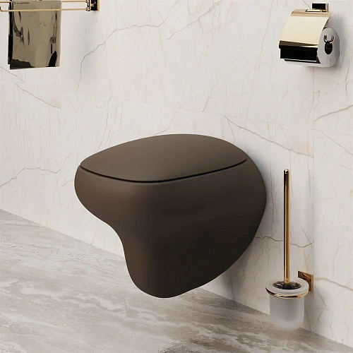 Унитаз подвесной Diamond 123T20601R (530x405x375) матовый коричневый безободковый с толстой крышкой 123T20601R-122T20601 Унитаз подвесной Diamond 123T20601R (530x405x375) матовый коричневый безободковый с толстой крышкой 123T20601R-122T20601