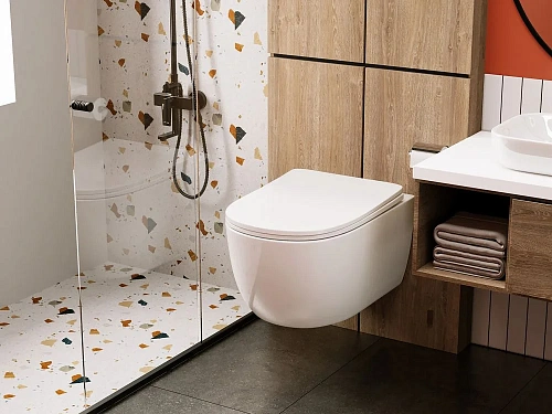 Унитаз подвесной ABBER Bequem AC1104 белый, безободковый с крышкой микролифт Унитаз подвесной ABBER Bequem AC1104 белый, безободковый с крышкой микролифт