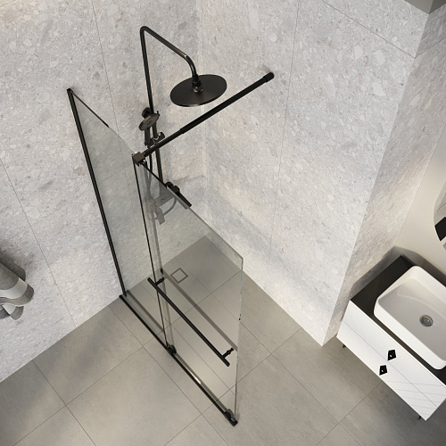 Душевая перегородка Niagara Nova NG-671-90BLACK (90х200) черный матовый, раздвижная, стекло прозрачное Душевая перегородка Niagara Nova NG-671-90BLACK (90х200) черный матовый, раздвижная, стекло прозрачное