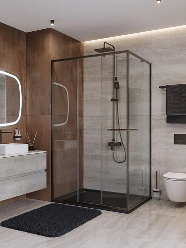 Душевой уголок CEZARES LUX-AH-FS-11-110/80-C-GM 110x80 см, профиль оружейная сталь, стекло прозрачное Душевой уголок CEZARES LUX-AH-FS-11-110/80-C-GM 110x80 см, профиль оружейная сталь, стекло прозрачное