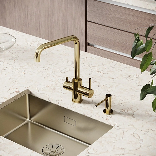 Смеситель для кухни SANCOS Vela SC4013ZG с возможностью подключения фильтра, полированное золото Смеситель для кухни SANCOS Vela SC4013ZG с возможностью подключения фильтра, полированное золото