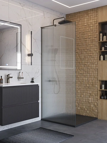 Душевая перегородка BelBagno UNO-L-1-TB-90-FL-GM 90 см, профиль оружейная сталь, стекло рифленая Душевая перегородка BelBagno UNO-L-1-TB-90-FL-GM 90 см, профиль оружейная сталь, стекло рифленая