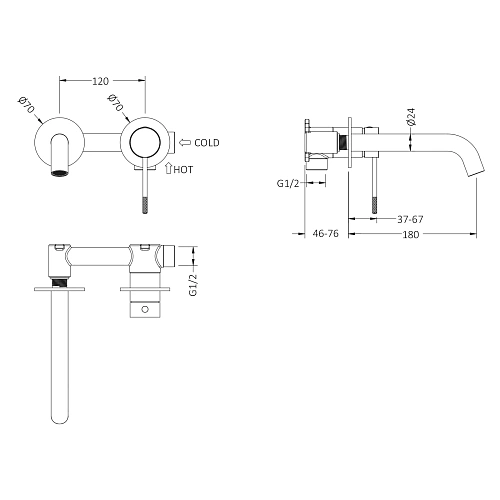 Смеситель для раковины Timo Saona 2372/18SM встраиваемый черное золото Смеситель для раковины Timo Saona 2372/18SM встраиваемый черное золото