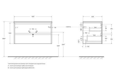 Тумба под раковину BelBagno KRAFT-900-2C-SO-RNN Rovere Nebrasca Nature подвесная 900x460 Тумба под раковину BelBagno KRAFT-900-2C-SO-RNN Rovere Nebrasca Nature подвесная 900x460