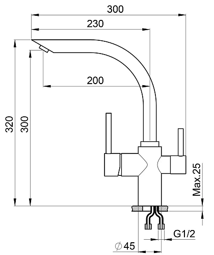 Смеситель для кухни Granula 2304, АЛЮМИНИУМ Смеситель для кухни Granula 2304, АЛЮМИНИУМ