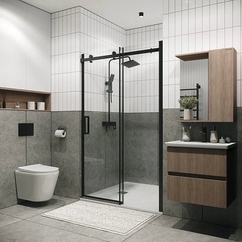 Душевая дверь GROSSMAN Classic 100.K33.04.130.21.00 (130x195) черный матовый, стекло прозрачное Душевая дверь GROSSMAN Classic 100.K33.04.130.21.00 (130x195) черный матовый, стекло прозрачное