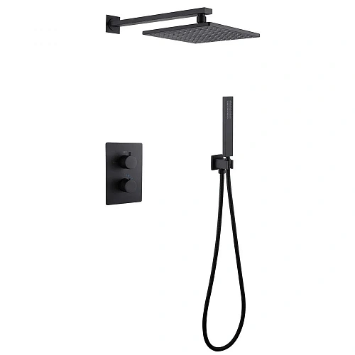 Душевая система ABBER Weiss Insel AF8051B скрытого монтажа без излива, термостат, черный матовый Душевая система ABBER Weiss Insel AF8051B скрытого монтажа без излива, термостат, черный матовый