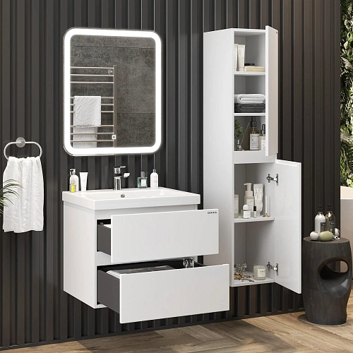 Шкаф-пенал Onika Эвада 30 см 403079 подвесной, белый, универсальный Шкаф-пенал Onika Эвада 30 см 403079 подвесной, белый, универсальный