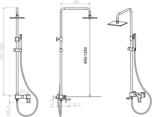 Душевая система Boheme Q 148-CRUW.2 Chrome UW.2 Душевая система Boheme Q 148-CRUW.2 Chrome UW.2