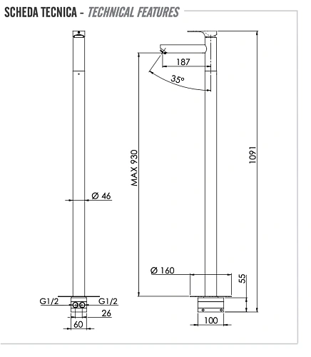 Смеситель для раковины Remer Class Line L18 Смеситель для раковины Remer Class Line L18