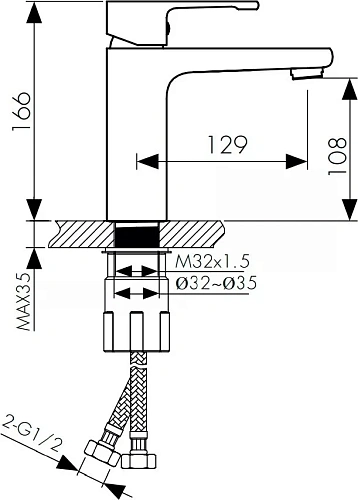 Смеситель для раковины Kaiser Elite 01011-2 Смеситель для раковины Kaiser Elite 01011-2