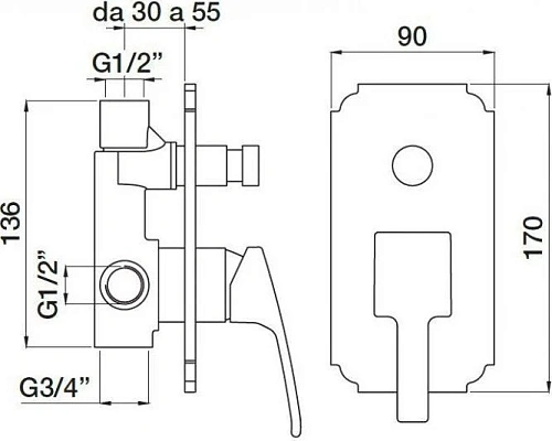Смеситель для душа CEZARES OLIMP-VDIM-03/24-L Смеситель для душа CEZARES OLIMP-VDIM-03/24-L