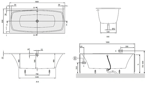 Ванна квариловая Villeroy &amp; Boch My Art 180 x 80 см UBQ180MYA2V-01 Ванна квариловая Villeroy &amp; Boch My Art 180 x 80 см UBQ180MYA2V-01