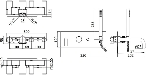 Смеситель для ванны Paffoni Jo JO001CR (с внутренней частью) Смеситель для ванны Paffoni Jo JO001CR (с внутренней частью)