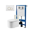 Комплект инсталляции Point Элемент PN45120 с клавишей смыва Виктория, белая/золото, PN44061WG и унитазом Деметра белый, с сиденьем микролифт PN41121 Комплект инсталляции Point Элемент PN45120 с клавишей смыва Виктория, белая/золото, PN44061WG и унитазом Деметра белый, с сиденьем микролифт PN41121