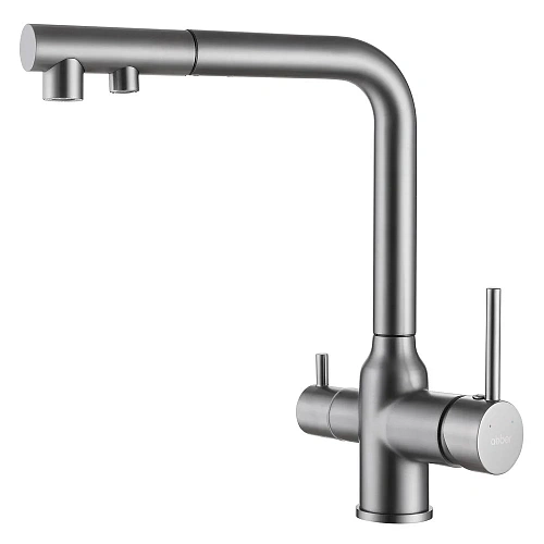 Смеситель для кухни ABBER Emotion AF8814NG с подключением фильтра и выдвижной лейкой, никель Смеситель для кухни ABBER Emotion AF8814NG с подключением фильтра и выдвижной лейкой, никель