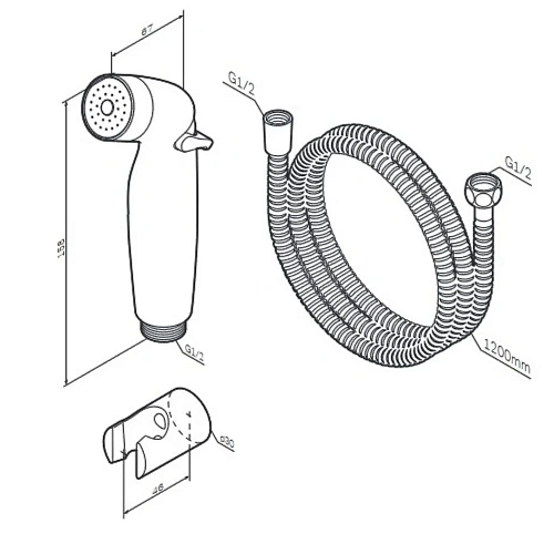 Гигиеническая лейка AM.PM AM.PM F0202022 со шлангом и держателем, черный Гигиеническая лейка AM.PM AM.PM F0202022 со шлангом и держателем, черный