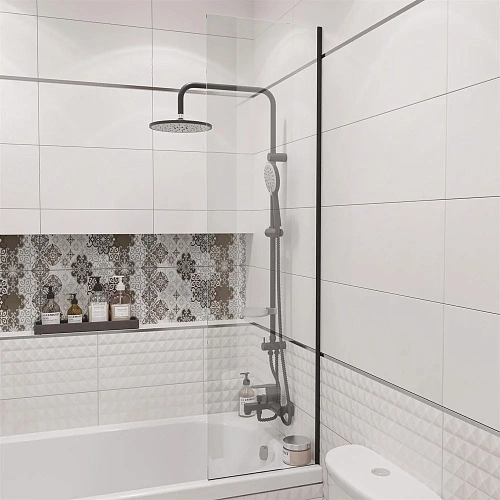 Шторка на ванну DIWO Ростов 4GW015 неподвижная, 40x150, черная матовая 556119 Шторка на ванну DIWO Ростов 4GW015 неподвижная, 40x150, черная матовая 556119