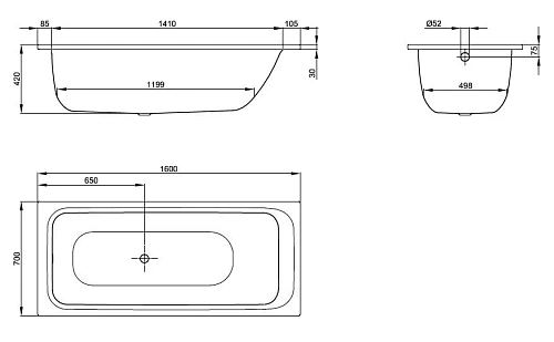 Стальная ванна BETTE Basic 3411-000 170x70 Стальная ванна BETTE Basic 3411-000 170x70